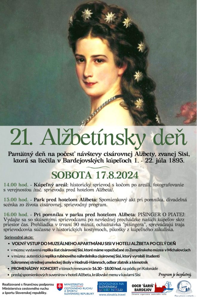 21.Alžbetínsky deň  ozdobí sobotu 17.augusta v Bardejovských Kúpeľoch